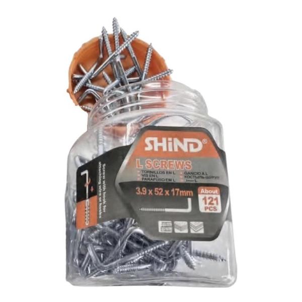 Shind - 3.9x52x17mm L-Shaped Screws - 121-Pack - Silver