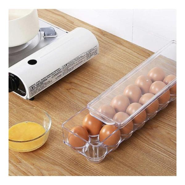 Storage Solutions 14-Egg Holder Fridge Organiser Clear BPA-Free Plastic 37x12x8cm Transparent