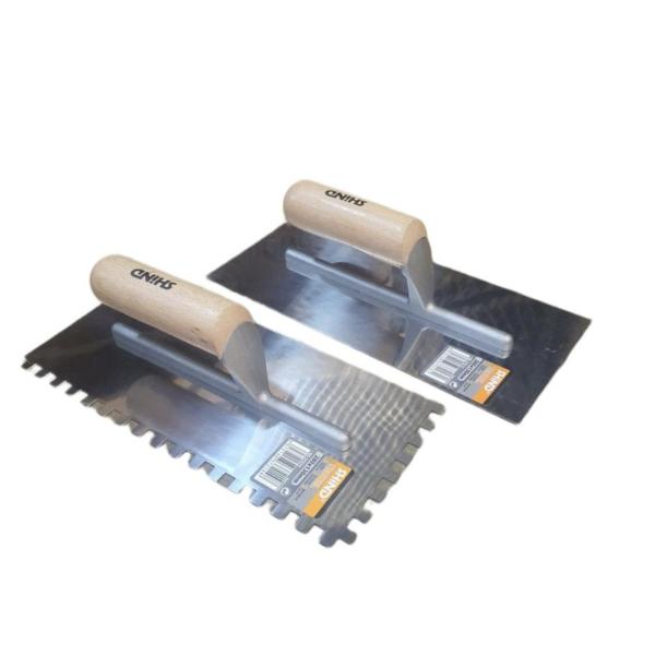 Shind 2‑Piece Stainless Steel Garden Trowel Set – Notched & Flat Blade with Rubber Handle (280 × 130 mm)