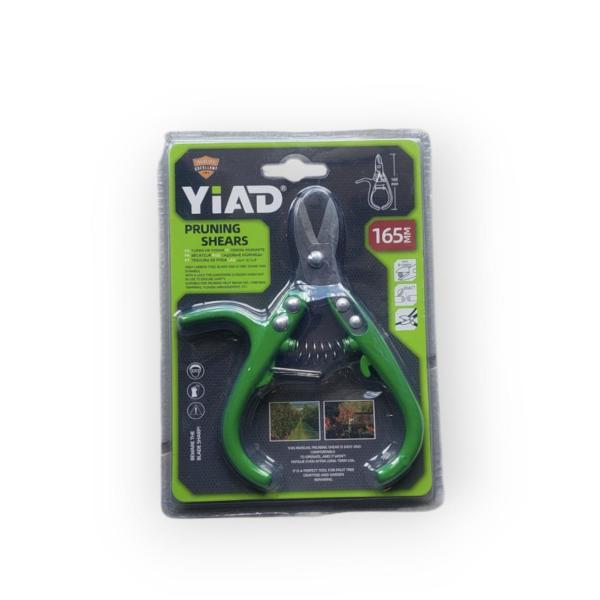 Yiad 165 mm Non‑Slip Garden Pruning Shears – Soft Rubber Grip + Safety Lock