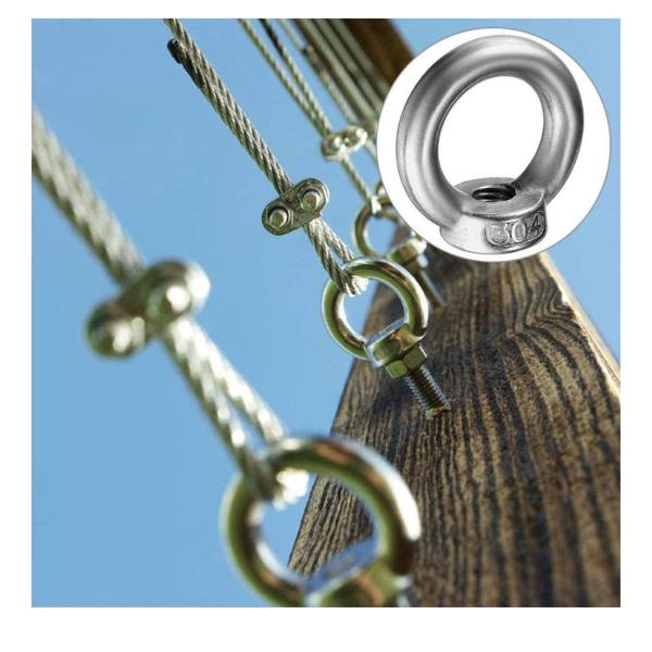 Tool DIY 304 Stainless Steel Female Eye Nut – M10 Thread, Ring Style, Set of 6