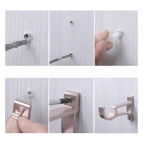 Home Decor 9 cm Adjustable Wall‑Mounted Curtain Rod Bracket – Set of 4