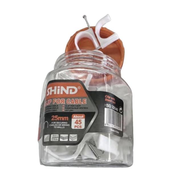 Shind White 25mm Cable for Clips – Heavy-Duty PVC Electrical Conduit | Pack of 45 Pieces for Professional Cable Management