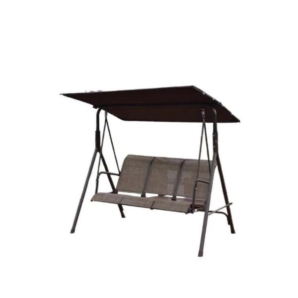 3‑Person Outdoor Patio Swing Seat – Adjustable Canopy, Steel Frame & Cushions