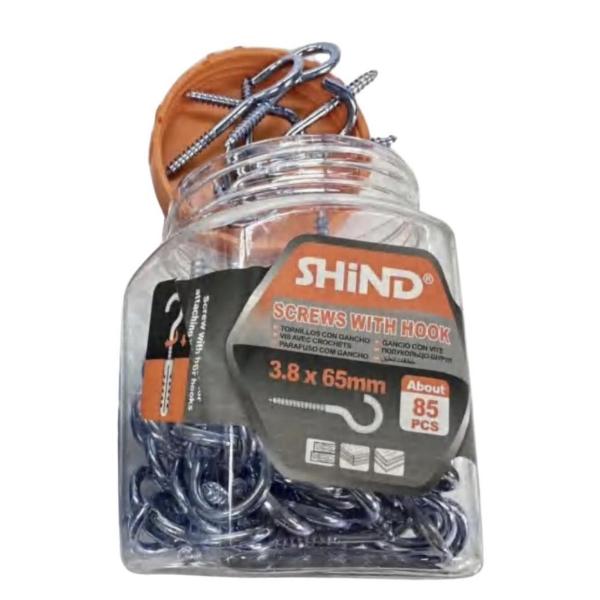 Shind 85-Piece 3.8x65mm Silver Hook Screws – Versatile Wall & Ceiling Mounting Set