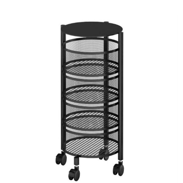 4-Layer Multipurpose Round Rotating Standing Storage Shelf – Matte Black
