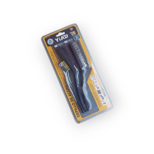 Yiad 3‑Piece Wire Brush Set – Steel, Brass & Nylon Cleaning Brushes