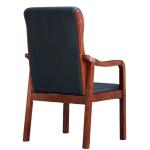 Noelle Executive Conference Chair with Mahogany Wood Frame, Premium PU Leather Upholstery & Ergonomic Boardroom Seating - Black