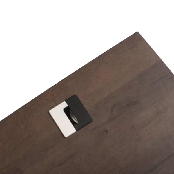 Galo Office Desk with Lockable File Drawer, Built-in Storage Cupboard & Cable Management Workstation - Dark Brown