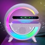 3-in-1 LED Table Lamp with 10W Wireless Charger, Bluetooth Speaker, RGB Night Light & 1200mAh Rechargeable Battery – White
