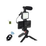 AY‑49 Super Electronics Professional Vlogging Kit – LED Light, Shotgun Mic, Mini Tripod & Bluetooth Remote + Keychain