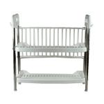 XF0887 Kitchen 2-Layer Dish Rack – Compact Plastic Countertop Dish Drainer with Plate, Cup & Cutlery Holders