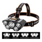 Rechargeable High‑Lumen 5 LED Headlamp with Keyholder – USB Powered, Adjustable Beam, Waterproof