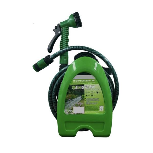 7.6 m Garden Micro Hose Pipe Reel Set SD 32898 – Compact, 5‑Function Spray, ½″ Quick Connector