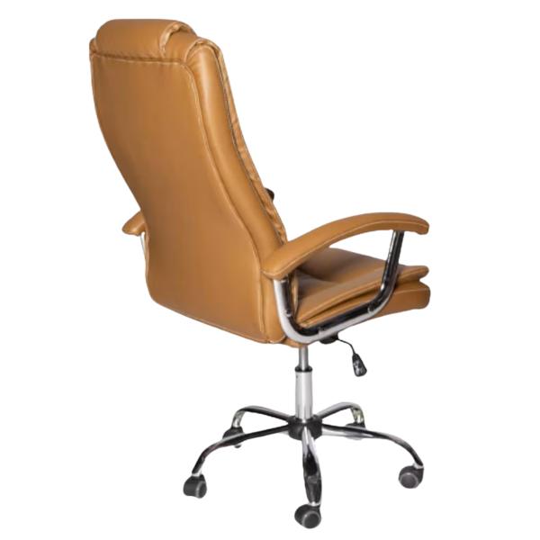 Loco Mid-Back Office Chair Ergonomic Desk Chair with Polished Chrome Base Fixed Armrests 360 Degree Swivel Task Chair Brown