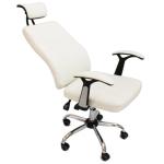 Revolt Ergonomic High-Back Executive Office Chair with Adjustable Headrest, Lumbar Support, Aluminium Base & Reclining Synchro Tilt - White