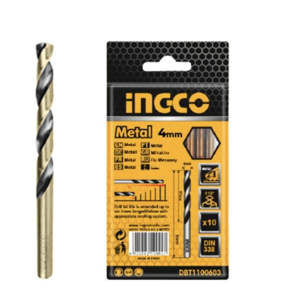 Ingco 4 mm HSS Twist Drill Bit Set – 10‑Piece High-Speed Steel for Metal, Wood & Plastic