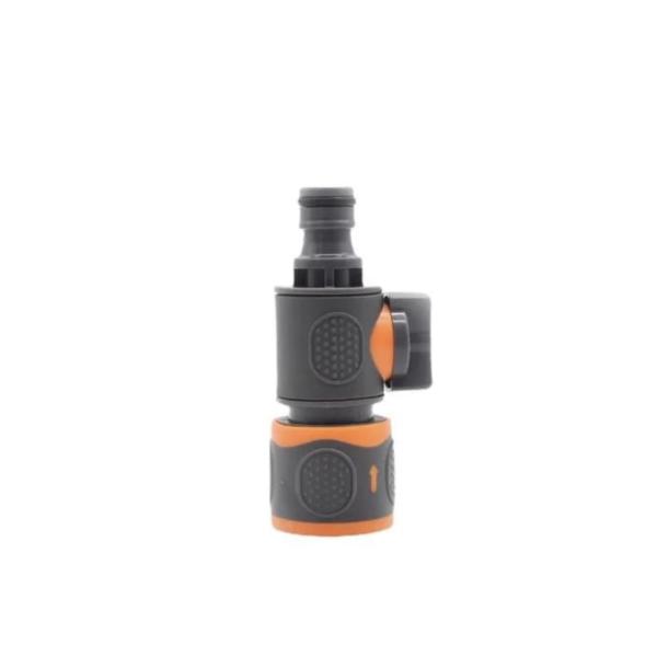 Plastic Garden Hose Quick‑Connect with Shut‑Off Valve – 3/4″ (19 mm), High-Flow Ball Valve