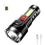 High-Power COB LED USB-Rechargeable Waterproof Mini Flashlight with Built-in Keyholder – Compact and Durable