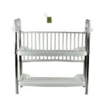 XF0887 Two‑Tier Kitchen Dish Drying Rack with Utensil, Cup & Plate Holders – White Steel & Plastic Organizer