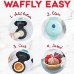 MWBM-01 Mini Waffle Bowl Maker for Dessert and Breakfast Non-Stick Coating Surfaces 350W Rapid Heating Mechanism Aqua Mint Compact