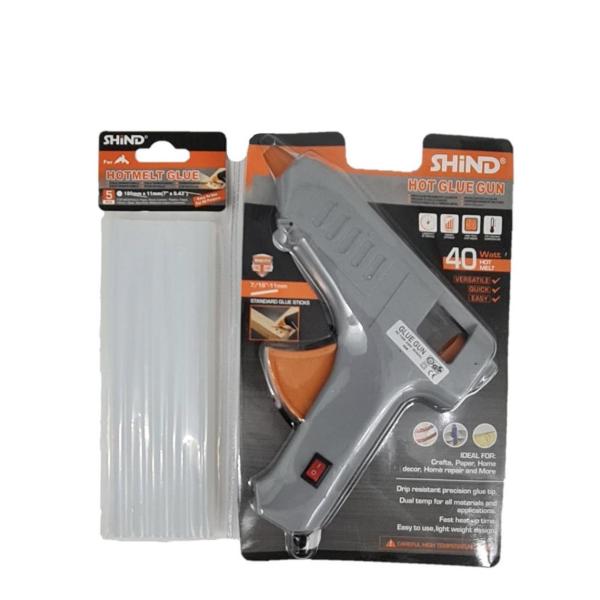 Hot Glue Gun – Standard Size (≈12 mm) with 5 Clear Dual‑Temp Glue Sticks | Precision, Safety & Versatility