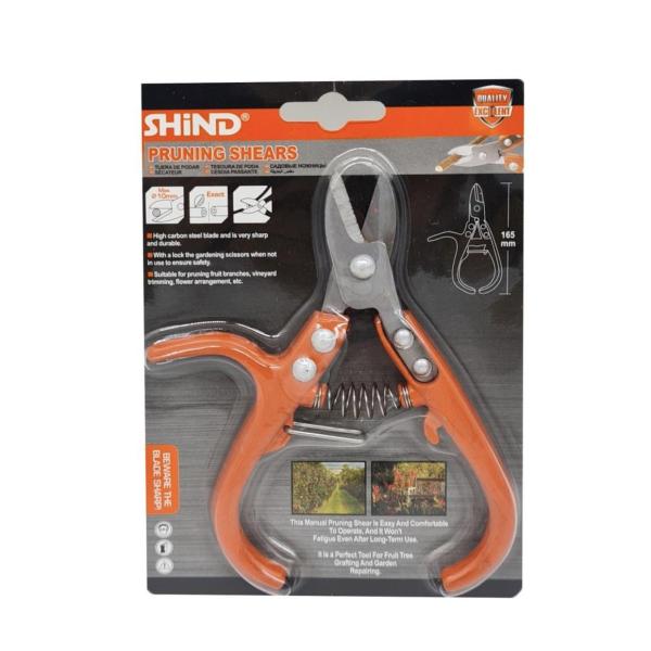 Shind 8″ Handheld Bypass Pruning Shear – Carbon Steel, Soft-Grip for Flowers & Fruit