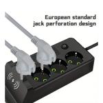 2M 220V 10A 2500W Round 2-Pin Power Socket Adapter with 4 USB & 1 PD Port – Flame Retardant, European Plug