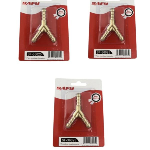 Premium 3‑Pack 8 mm Y‑Piece Hose Connector – Brass/PVC Garden & Aquarium Splitter