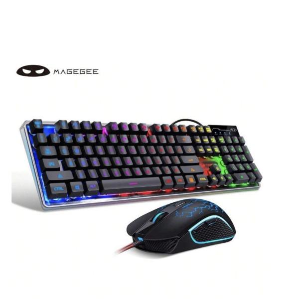MAGEGEE K1 Wired Gaming Keyboard & Mouse Combo – RGB Rainbow Backlight, 104‑Key Membrane Keyboard & Adjustable DPI Mouse – Black
