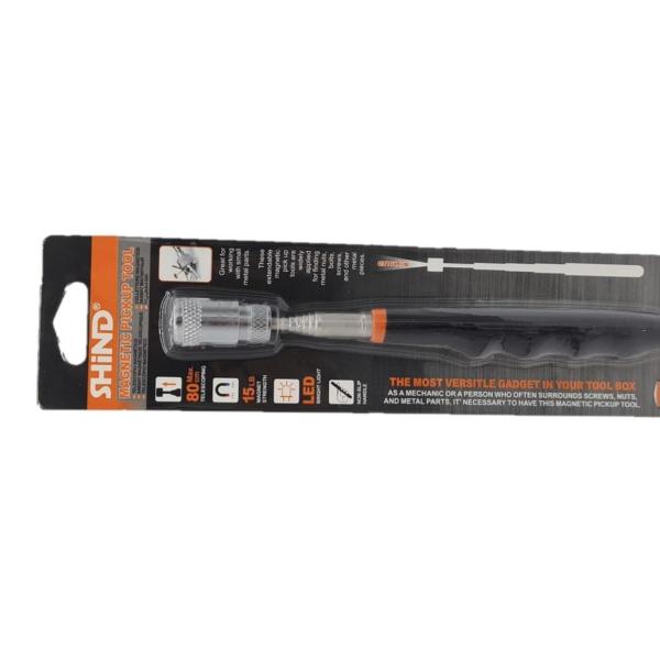 Shind 30659 Telescoping Magnetic Pickup Tool with LED Light – 15 lb Pull, Rotating Joint
