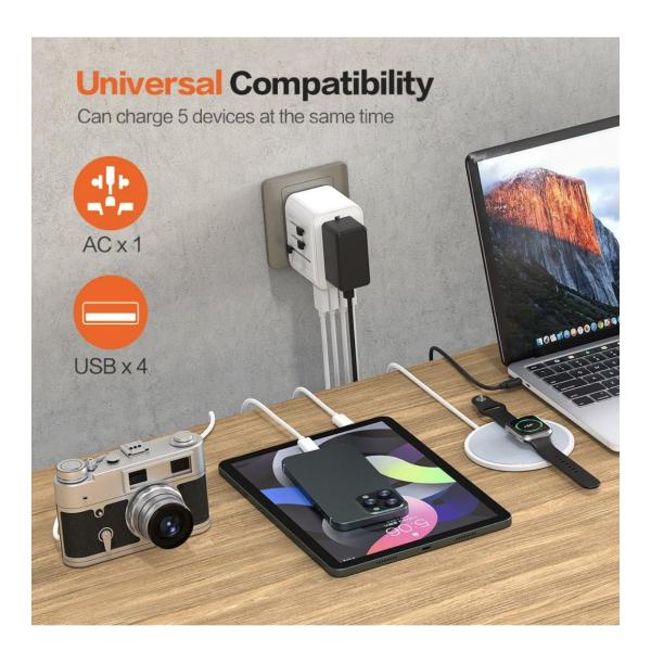 BezosMax - Universal Travel Adapter Charger - USB-A & USB-C