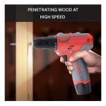 12V Cordless Drill Set with 2× Lithium Batteries – Electric Driver with Drill Bits, Keyless Chuck & LED Light