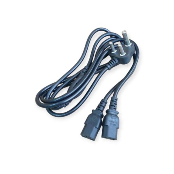 XF0775 Dual Power Supply 3-Pin to 2 IEC Female Cable – 1.5M