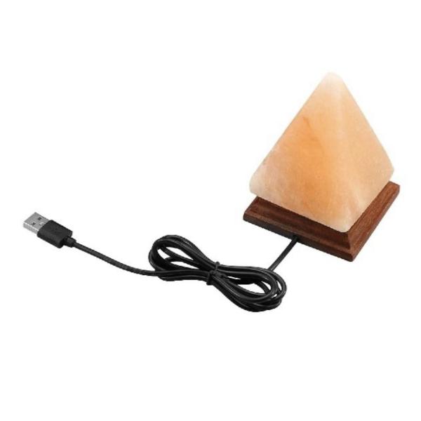 Pyramid Himalayan Salt Lamp – USB Powered RGB Color-Changing Light with Natural Crystal Rock