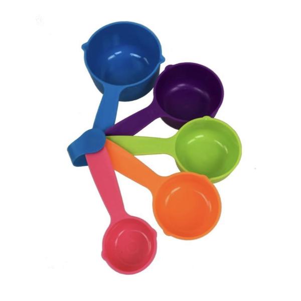 5-Piece Plastic Measuring Spoon Set – Color-Coded, BPA-Free, Nesting Design for Precise Cooking & Baking