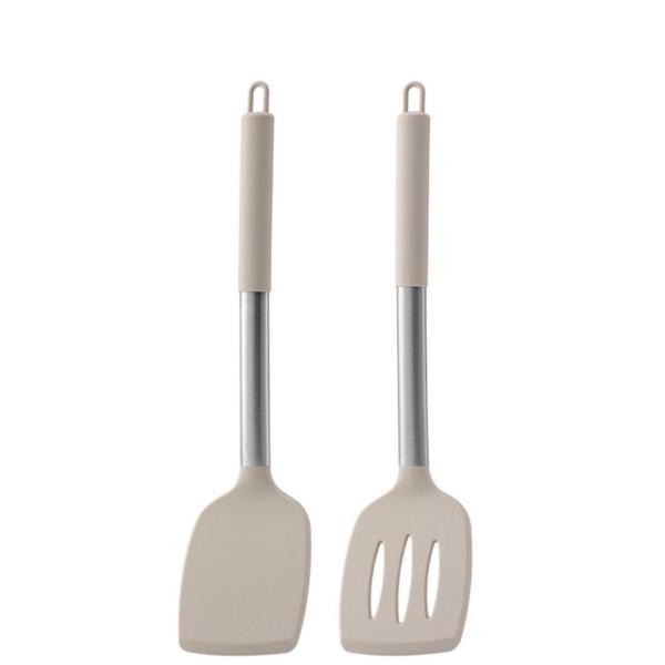 Silicone Rubber Spatula Turner Set of 2 – Nonstick Kitchen Utensil Flippers