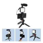 AY‑49 Super Electronics Professional Vlogging Kit – LED Light, Shotgun Mic, Mini Tripod & Bluetooth Remote + Keychain
