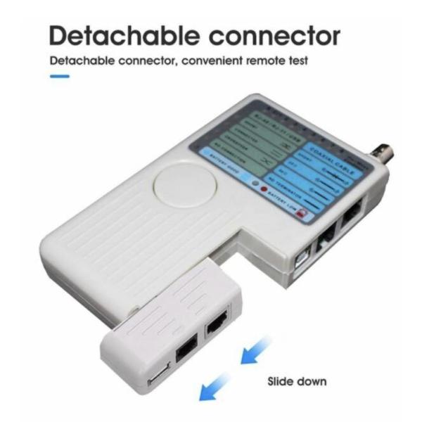 4‑in‑1 Remote Cable Tester – RJ45/RJ11/USB/BNC Continuity & Fault Detector with Remote Module