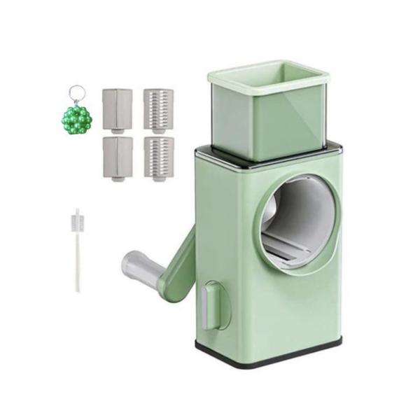 Aorlis 3-in-1 Manual Rotary Cheese Grater, Vegetable Cutter & Keyholder — 360° Stainless Steel Drum Grater with Suction Base