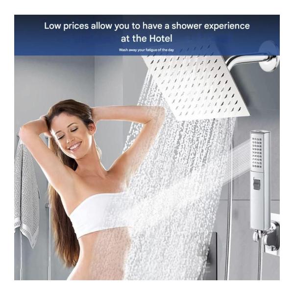 20 cm High‑Pressure Rain Shower Head & Handheld Set with 1.5 m Stainless Steel Hose