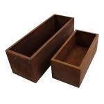 Rustic Corten Steel Planter Boxes – Set of 2 Metal Plant Troughs for Indoor & Outdoor Décor