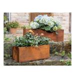 Rustic Corten Steel Planter Boxes – Set of 2 Metal Plant Troughs for Indoor & Outdoor Décor