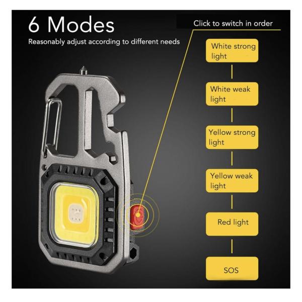 Durable Aluminum Alloy Rechargeable Keychain Light – Waterproof, Mini LED Torch