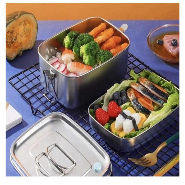 Double-Layer Silver Aluminum Lunch Box – 1.5 Litre Insulated Food Container