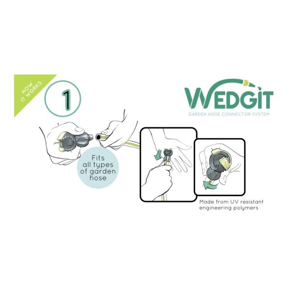 Wedgit 3/4″ Garden Hose Tap Connector – Quick-Connect with 1/2″ Thread Adaptors, Leak-Free