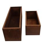 Rustic Corten Steel Planter Boxes – Set of 2 Metal Plant Troughs for Indoor & Outdoor Décor