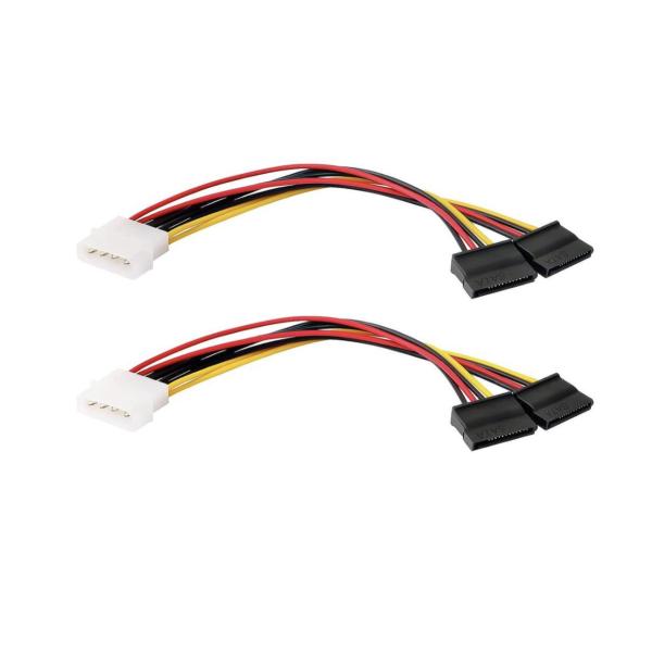 Male Molex to 2 x Female SATA Power Splitter Cable – 2 Pack