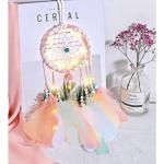 SE-129 LED Feather Dream Catcher – Boho Wall Hanging with Warm White Fairy Lights for Home & Bedroom Décor
