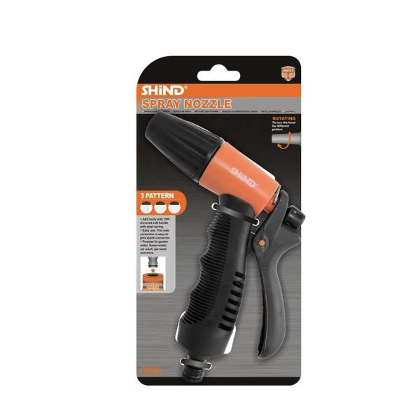 Shind 3‑Pattern Garden Water Spray Nozzle – Ergonomic Hose-End Sprayer